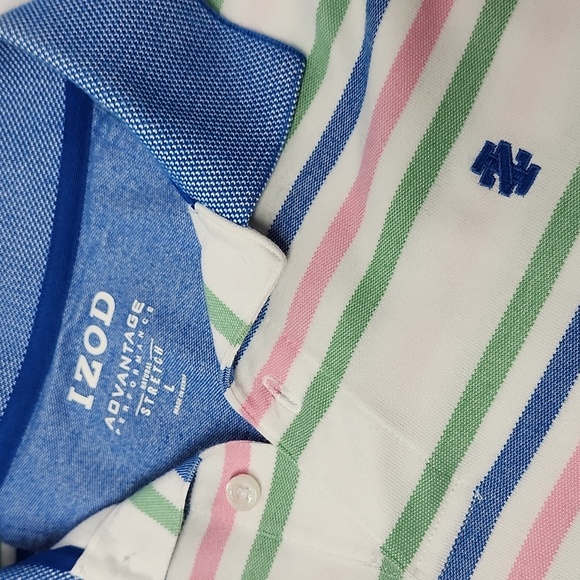 Izod Advantage Performance Natural Stretch Striped Polo Men's Size Large L - Picture 2 of 3